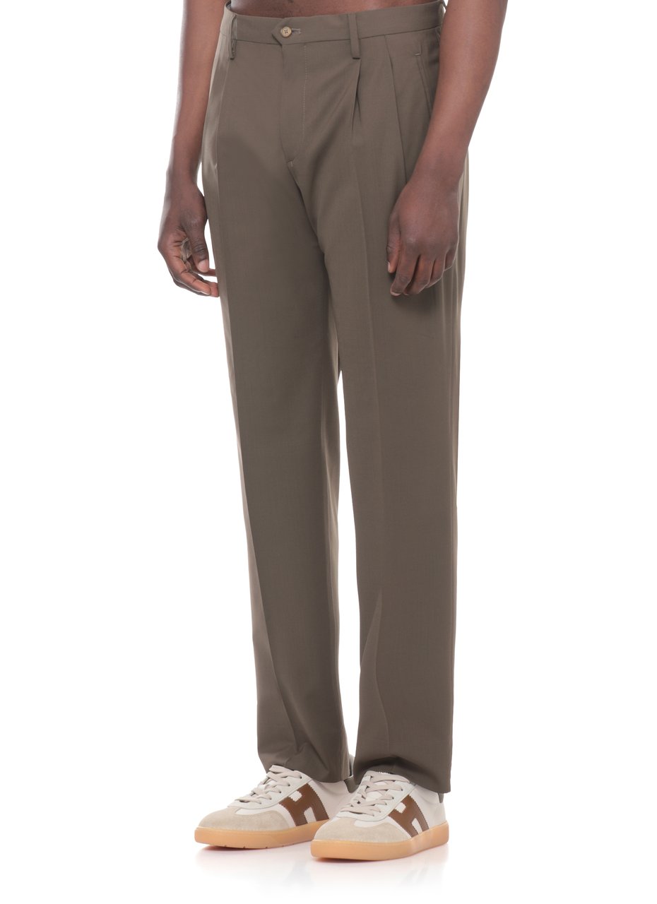 Briglia Brown Plattis Wool Straight-Leg Pants Grijs