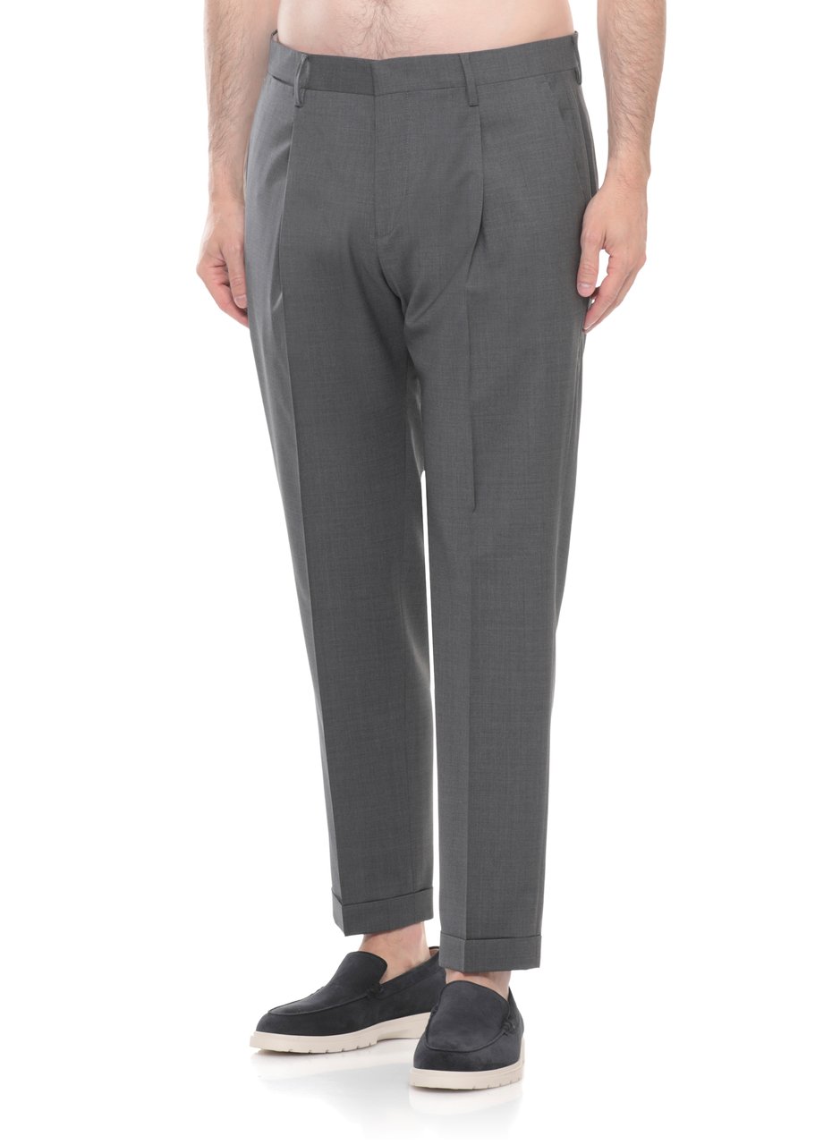 Briglia Grey Tiberios Wool Straight-Leg Pants Grijs
