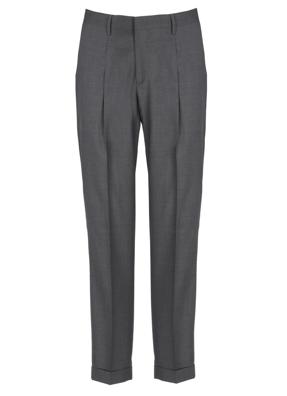 Briglia Grey Tiberios Wool Straight-Leg Pants Grijs