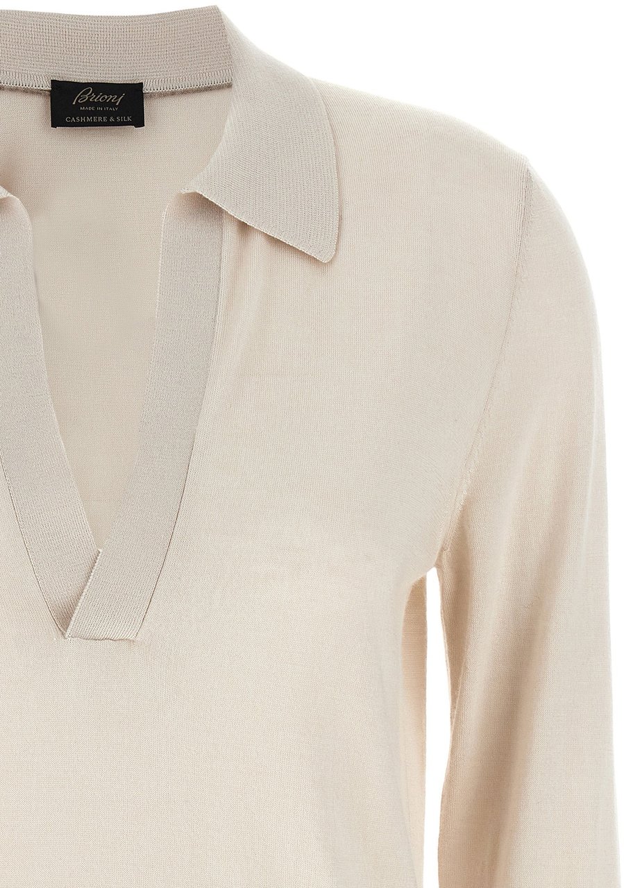 Brioni Beige Cashmere Polo Shirt Beige