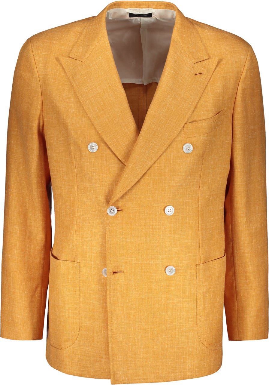 Brioni Double-breasted wool and silk jacket Oranje