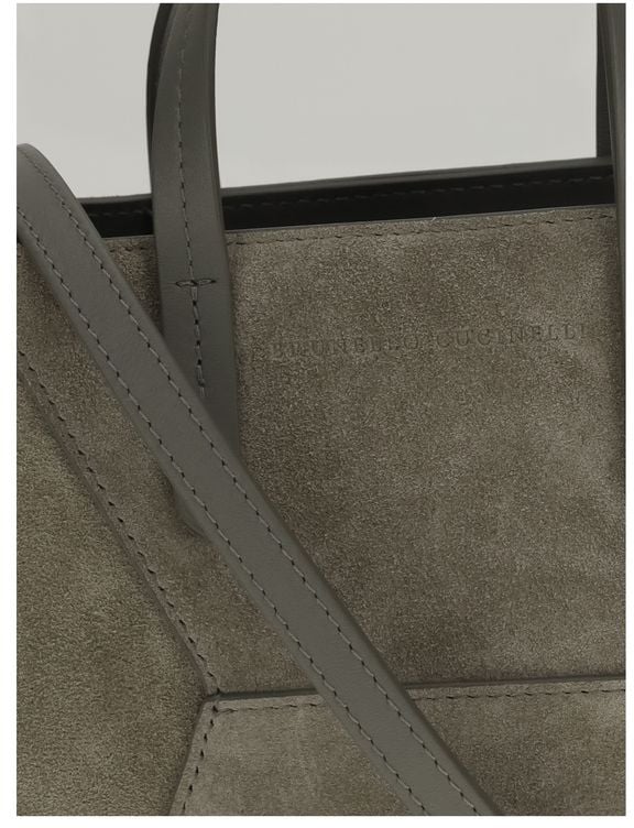 Brunello Cucinelli Brunello Cucinelli Brown Calf Leather Bos Taurus Shoulder Bag Bruin