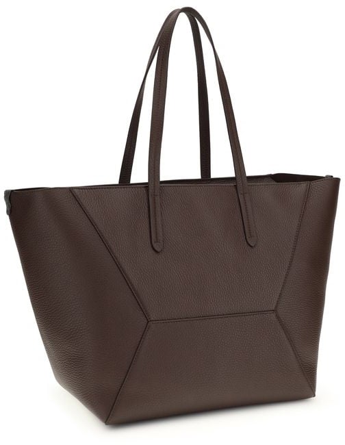 Brunello Cucinelli Brunello Cucinelli Brown Calf Leather Bos Taurus Shoulder Bag Bruin