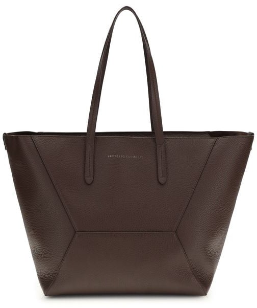 Brunello Cucinelli Brunello Cucinelli Brown Calf Leather Bos Taurus Shoulder Bag Bruin