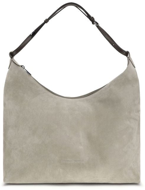 Brunello Cucinelli Brunello Cucinelli Gray Calf Leather Bos Taurus Handbag Grijs
