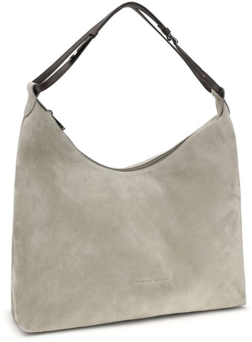 Brunello Cucinelli Brunello Cucinelli Gray Calf Leather Bos Taurus Handbag Grijs