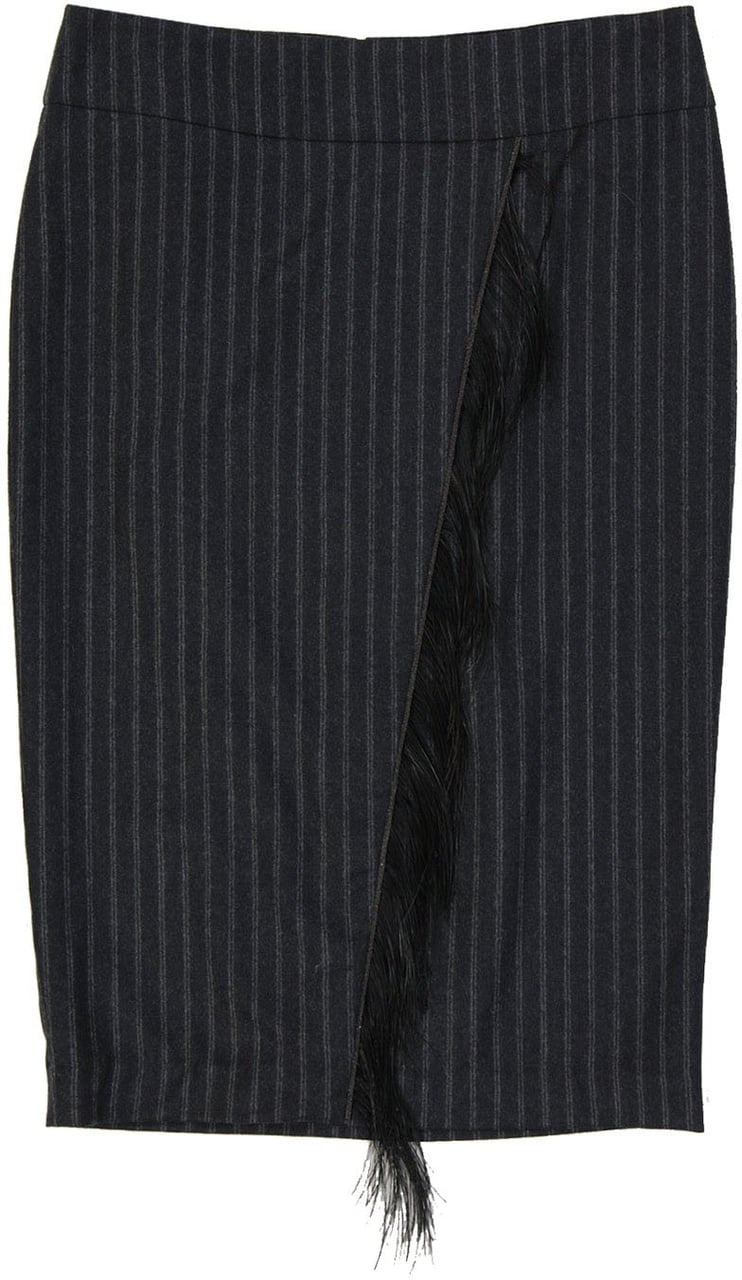 Brunello Cucinelli Wool Striped Skirt Divers