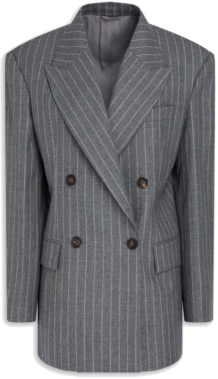 Brunello Cucinelli Pinstriped Wool Blazer Divers