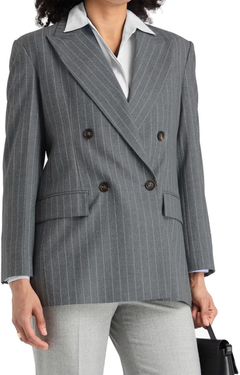 Brunello Cucinelli Pinstriped Wool Blazer Divers