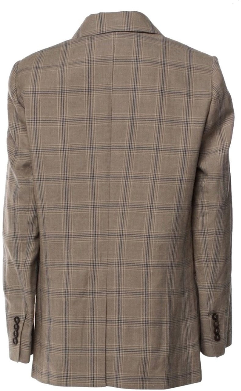 Brunello Cucinelli Prince Of Wales Linen Blazer Divers