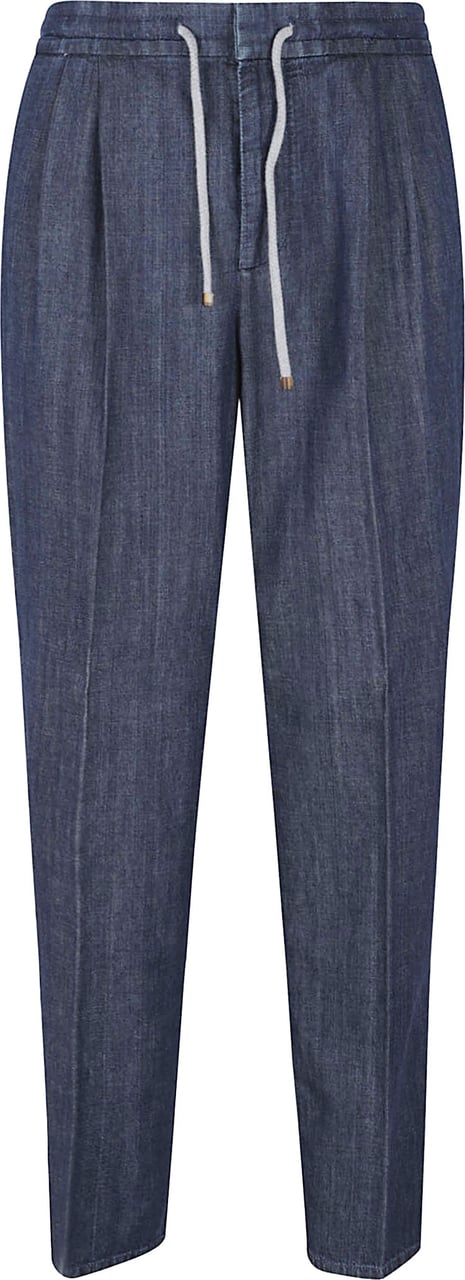 Brunello Cucinelli Relaxed Fit Denim-Effect Cotton Pants Grijs