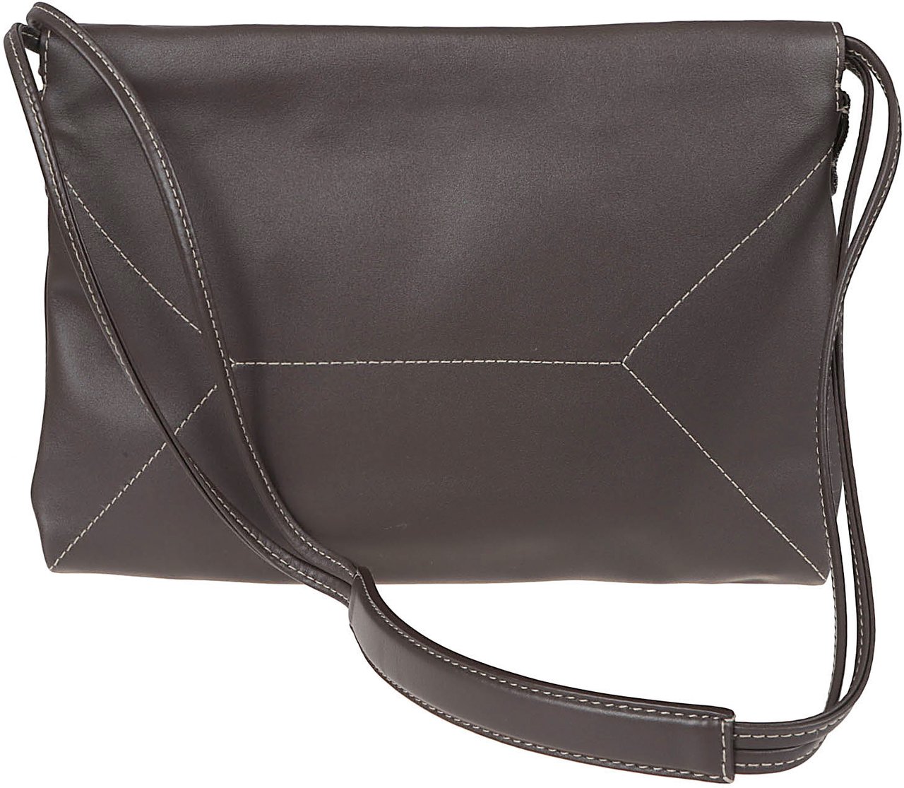 Brunello Cucinelli Mini Shoulder Bag in Smooth Brown Leather Grijs