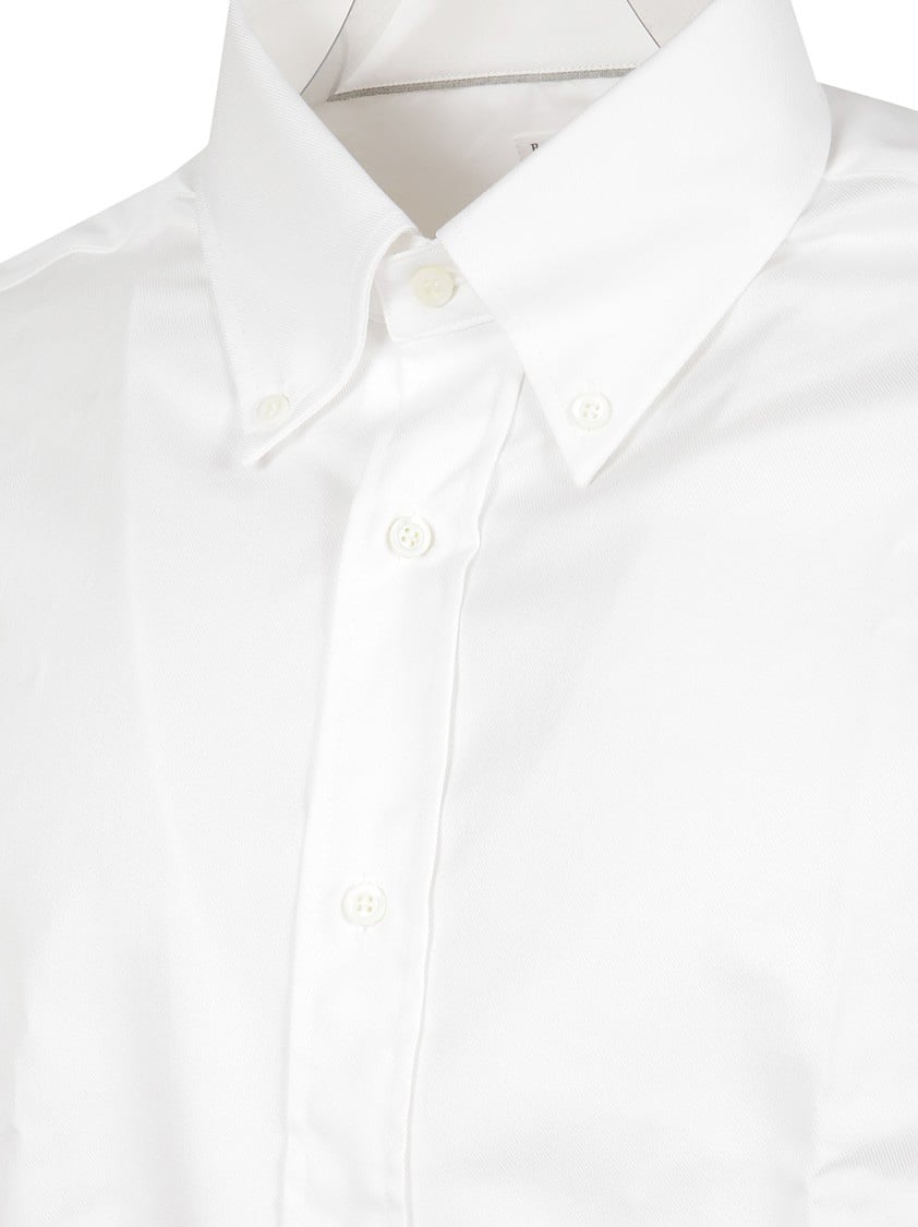 Brunello Cucinelli White Cotton Casual Shirt With Italian Collar Wit
