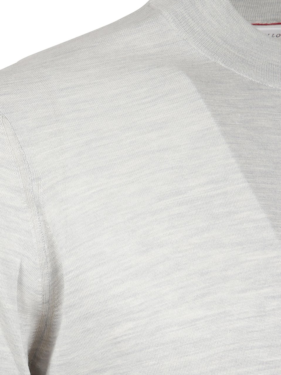 Brunello Cucinelli Crew Neck Lightweight Sweater In Sumptuous Silk-Cotton Blend Wit