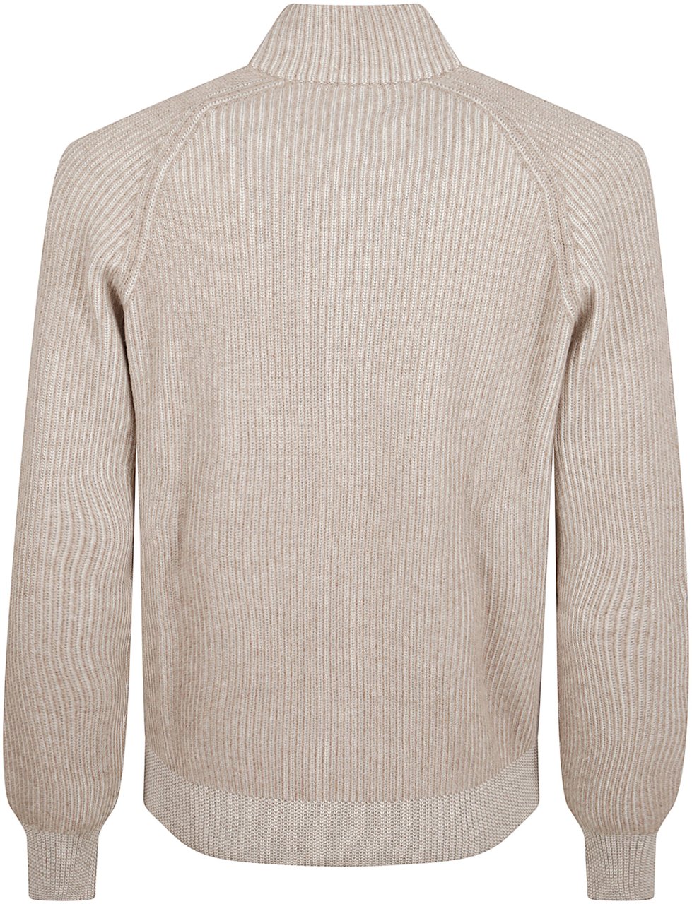 Brunello Cucinelli Ribbed Knit Cashmere Sweater With Stand-Up Collar Grijs