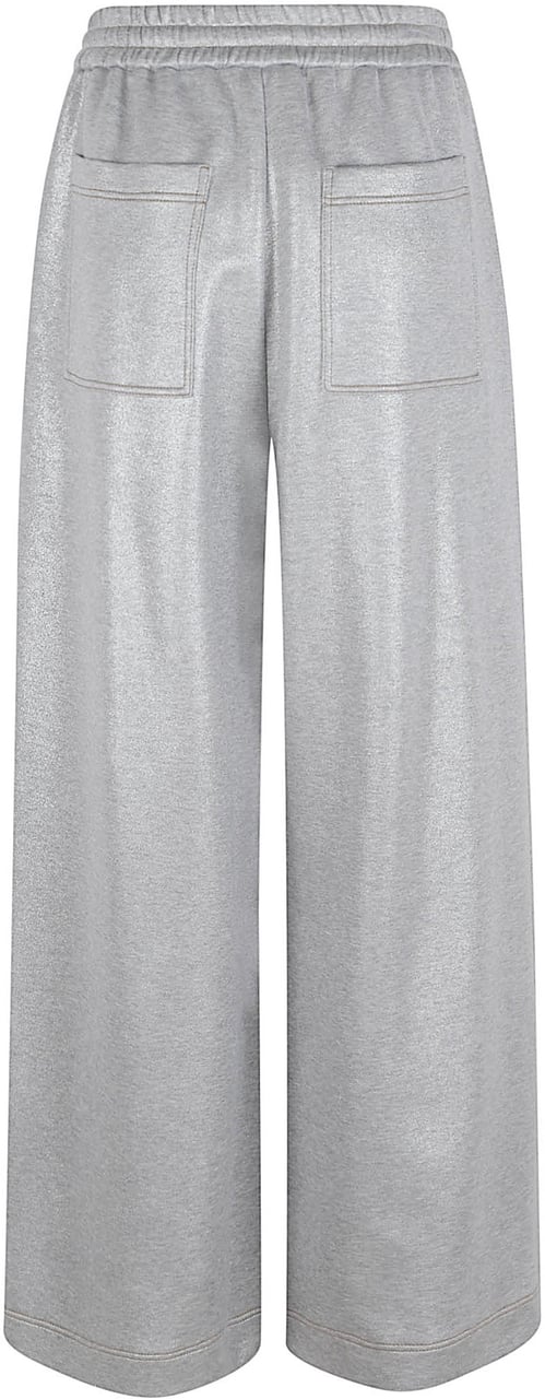 Brunello Cucinelli Wide-Leg Trousers with Sparkling Effect and Contrast Stitching Grijs