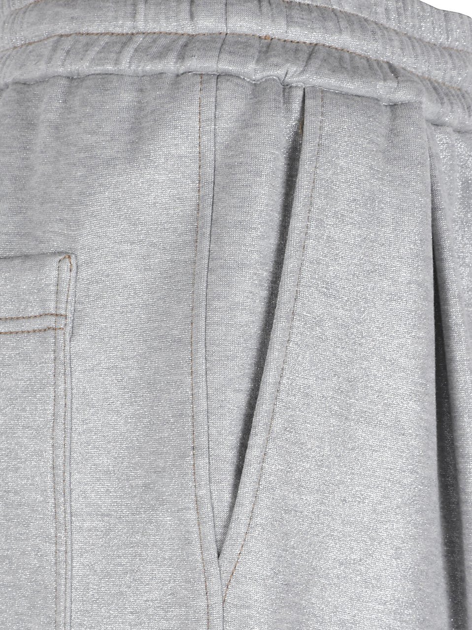 Brunello Cucinelli Wide-Leg Trousers with Sparkling Effect and Contrast Stitching Grijs