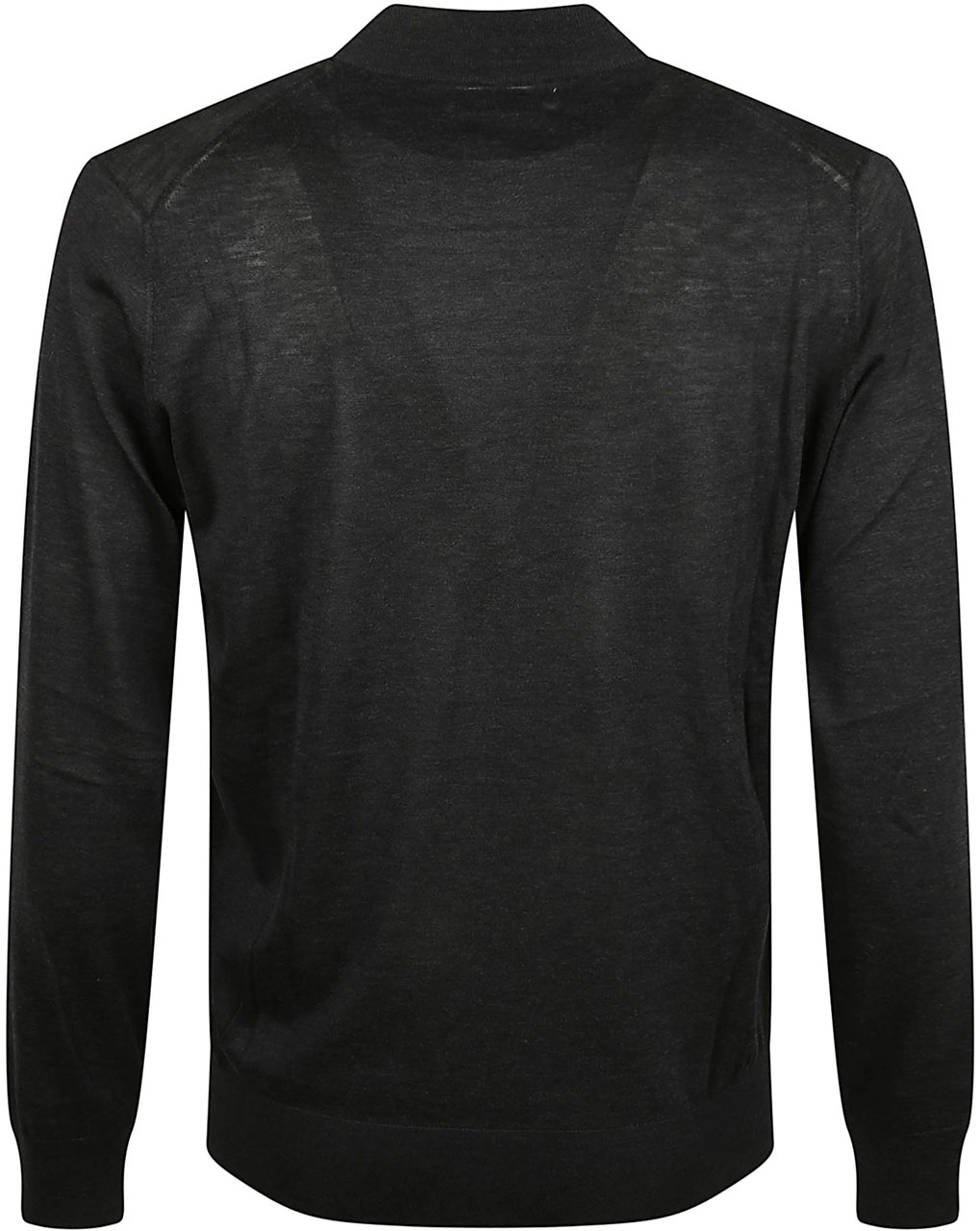 Brunello Cucinelli Anthracite Crew Neck Sweater With Ribbed Accents Zwart