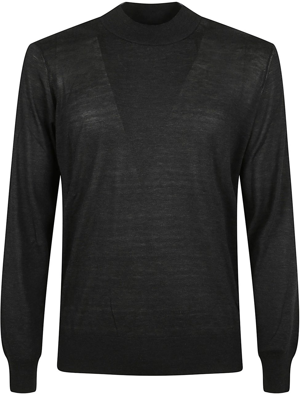 Brunello Cucinelli Anthracite Crew Neck Sweater With Ribbed Accents Zwart