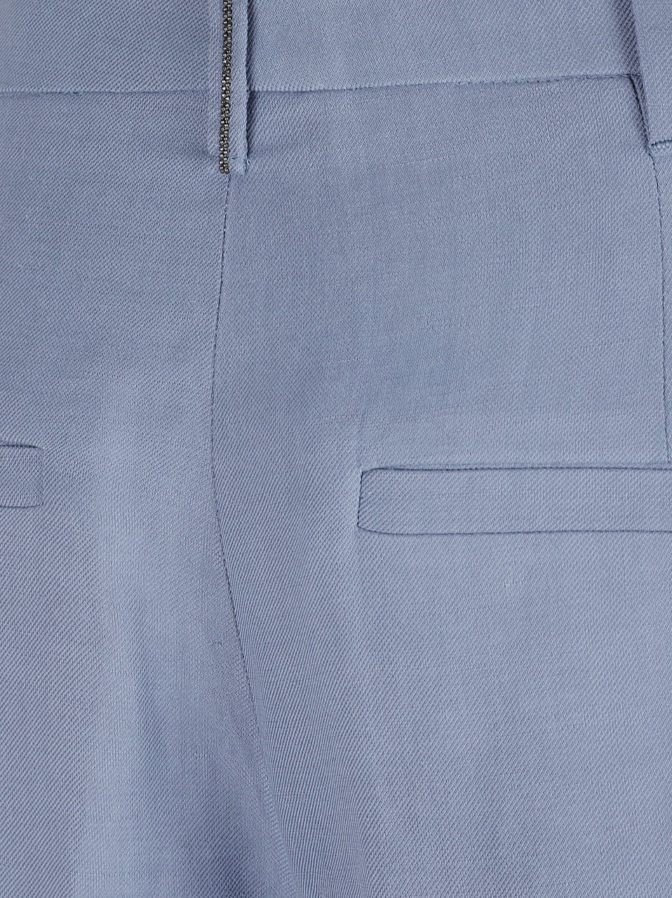 Brunello Cucinelli Tailored Blue Trousers with Straight-Leg Silhouette Grijs