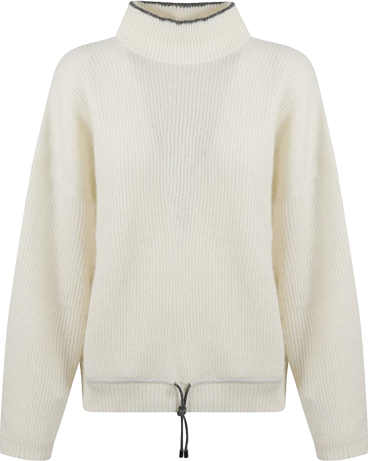 Brunello Cucinelli Relaxed High Neck Sweater With Drawstring Hem Wit