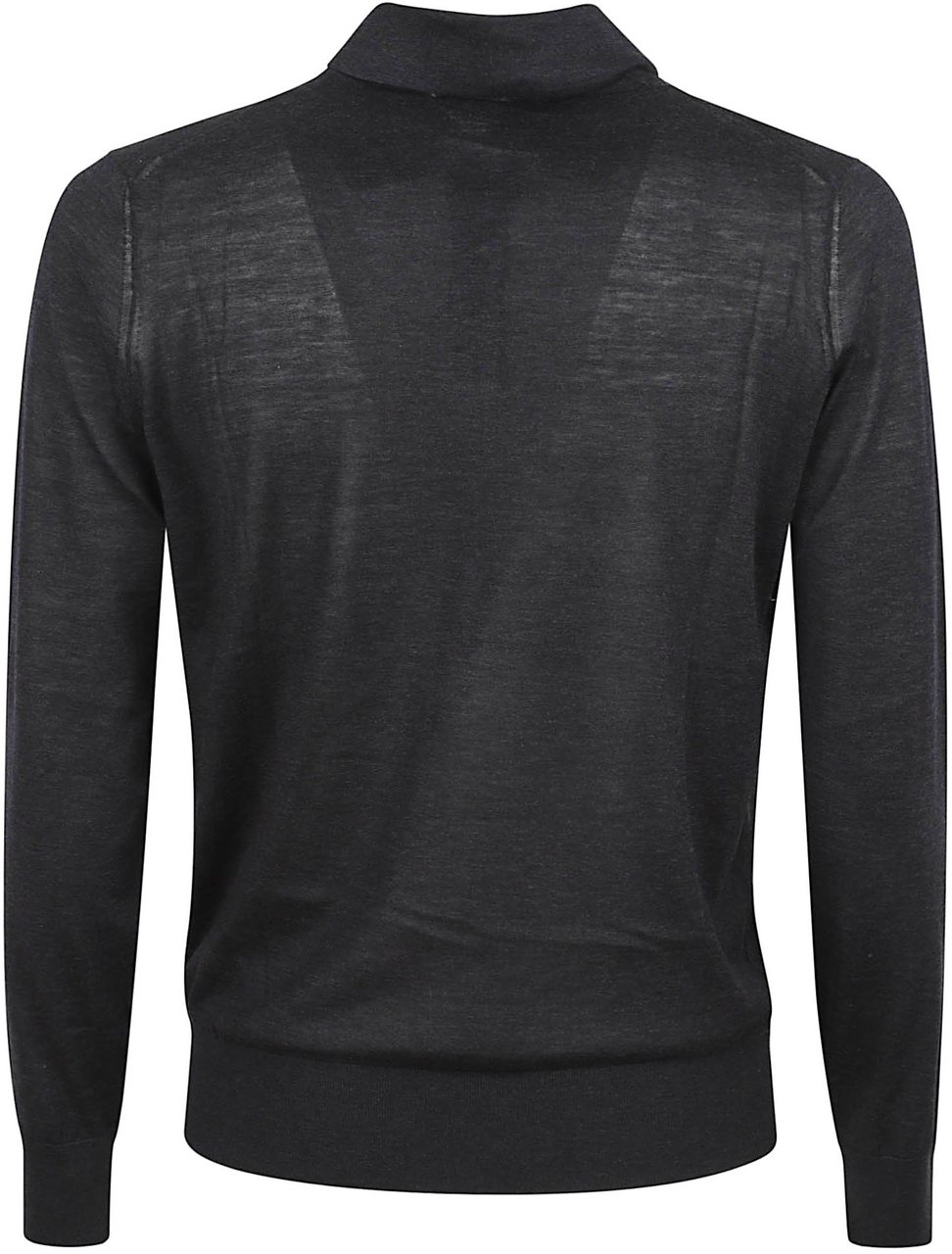 Brunello Cucinelli Navy Silk and Cotton Blend Polo T-Shirt Zwart