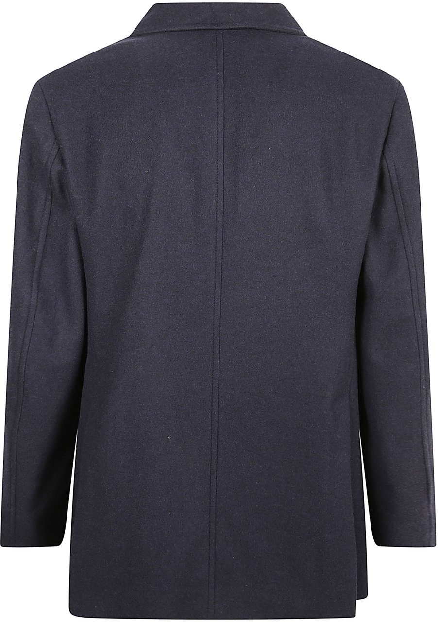 Brunello Cucinelli Short Double-Breasted Coat In Soft Wool Zwart