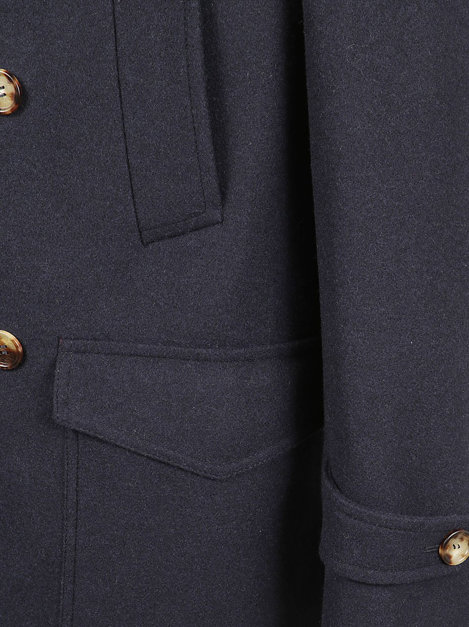 Brunello Cucinelli Short Double-Breasted Coat In Soft Wool Zwart