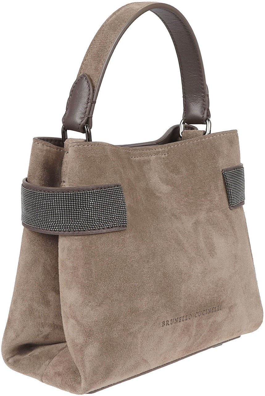 Brunello Cucinelli Mini Tote Bag With Metallic Embellishments Bruin