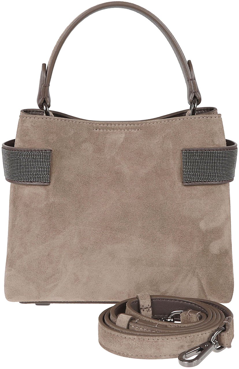 Brunello Cucinelli Mini Tote Bag With Metallic Embellishments Bruin