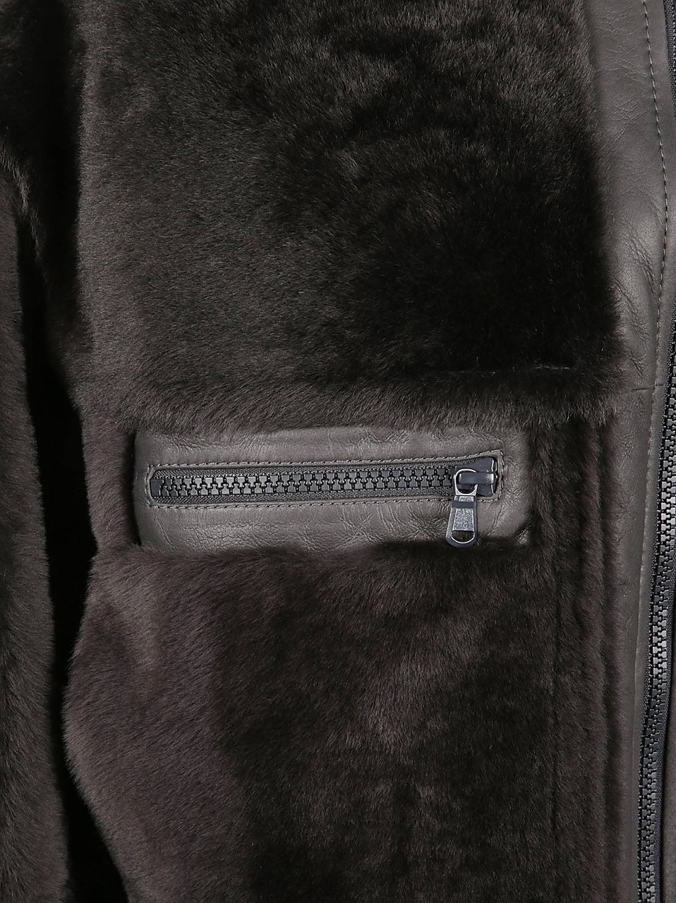 Brunello Cucinelli Shearling Jacket With High Neck Zwart