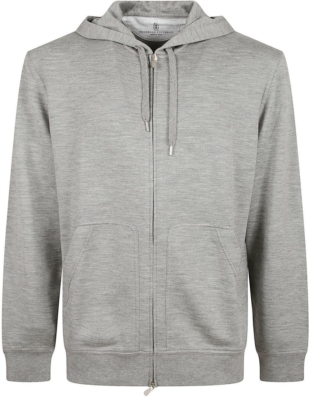 Brunello Cucinelli Heathered Grey Hooded Sweatshirt Grijs