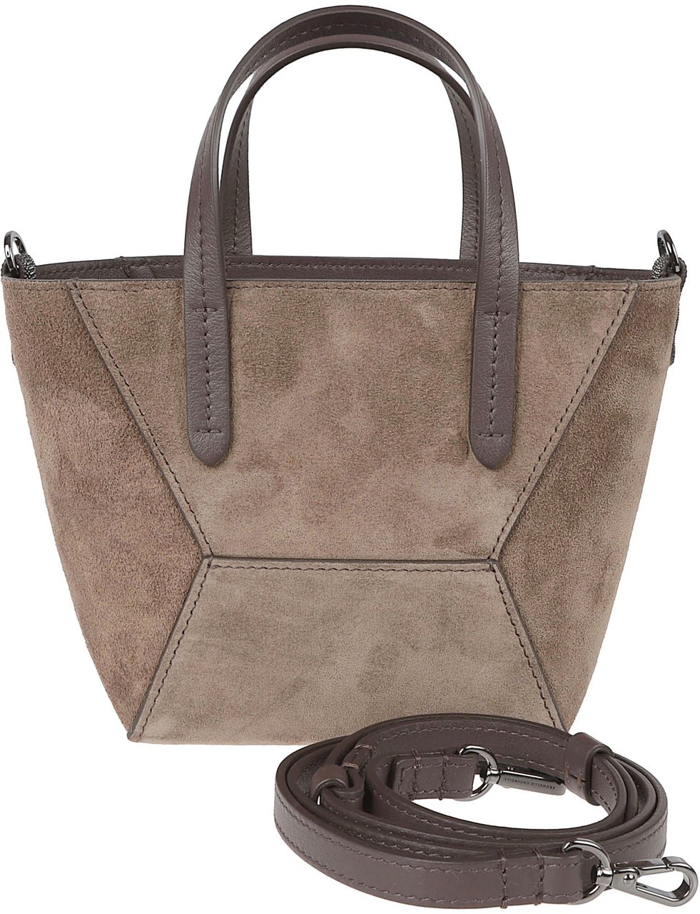 Brunello Cucinelli Compact Mini Suede Shoulder Bag Bruin