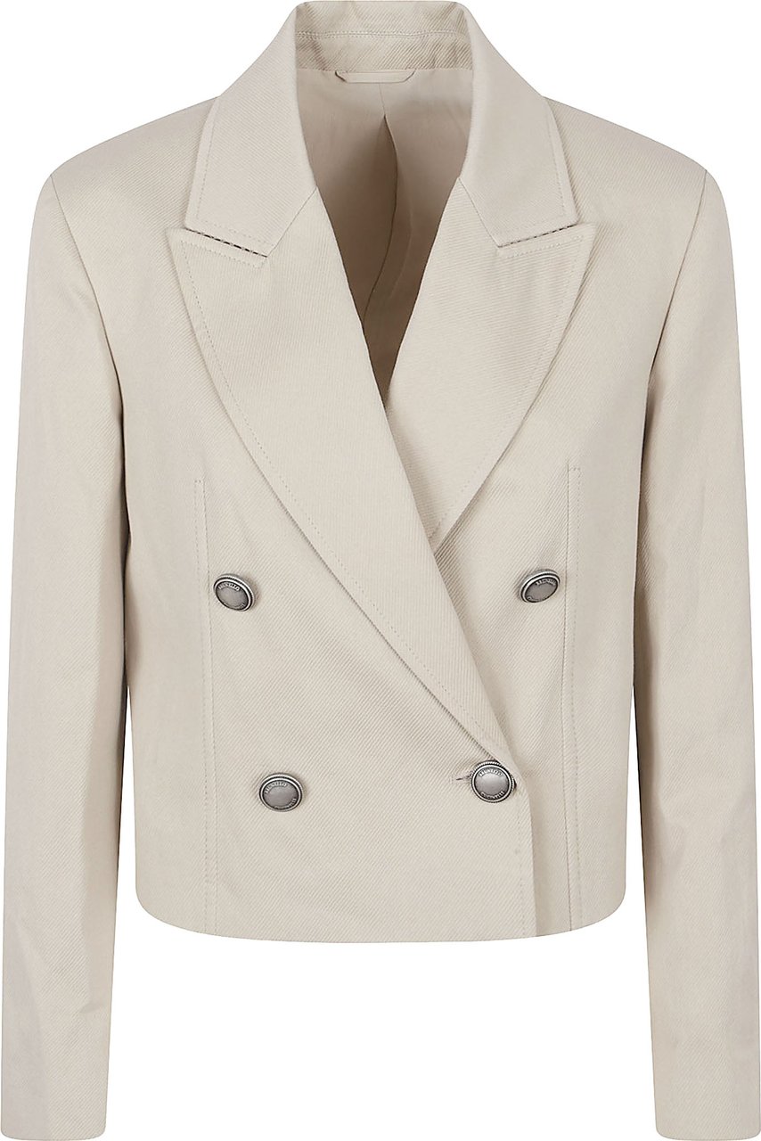 Brunello Cucinelli Cropped Double-Breasted Jacket Neutraal