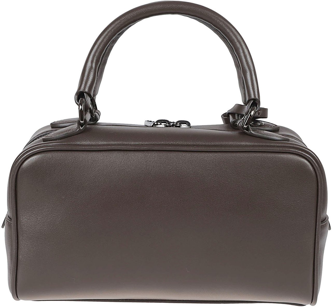 Brunello Cucinelli Rectangular Leather Bag With Zip Closure Grijs