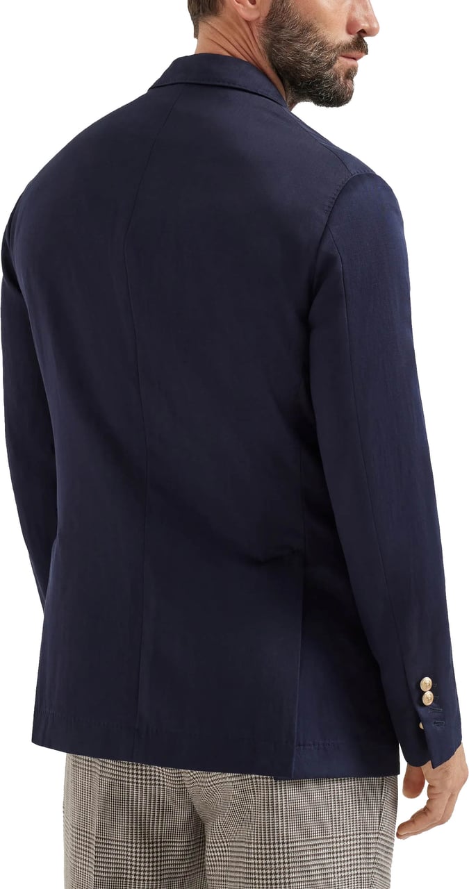 Brunello Cucinelli Double-Breasted Structured Virgin Wool Blazer Zwart