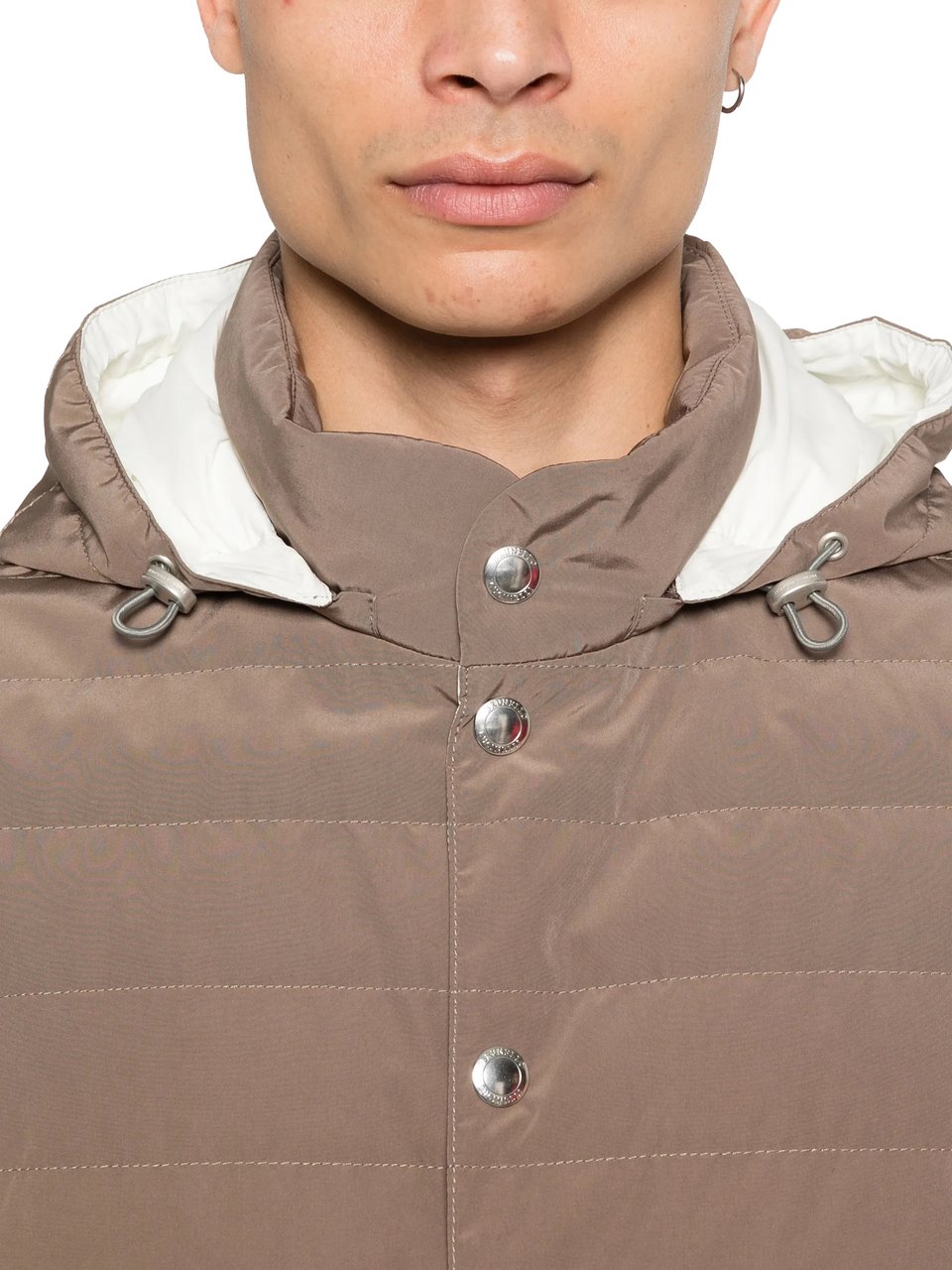 Brunello Cucinelli Sleeveless Padded High Collar Vest Bruin