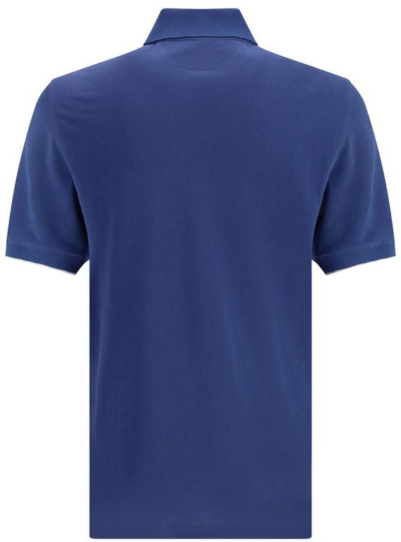 Brunello Cucinelli Blue Cotton Polo Shirt Blauw