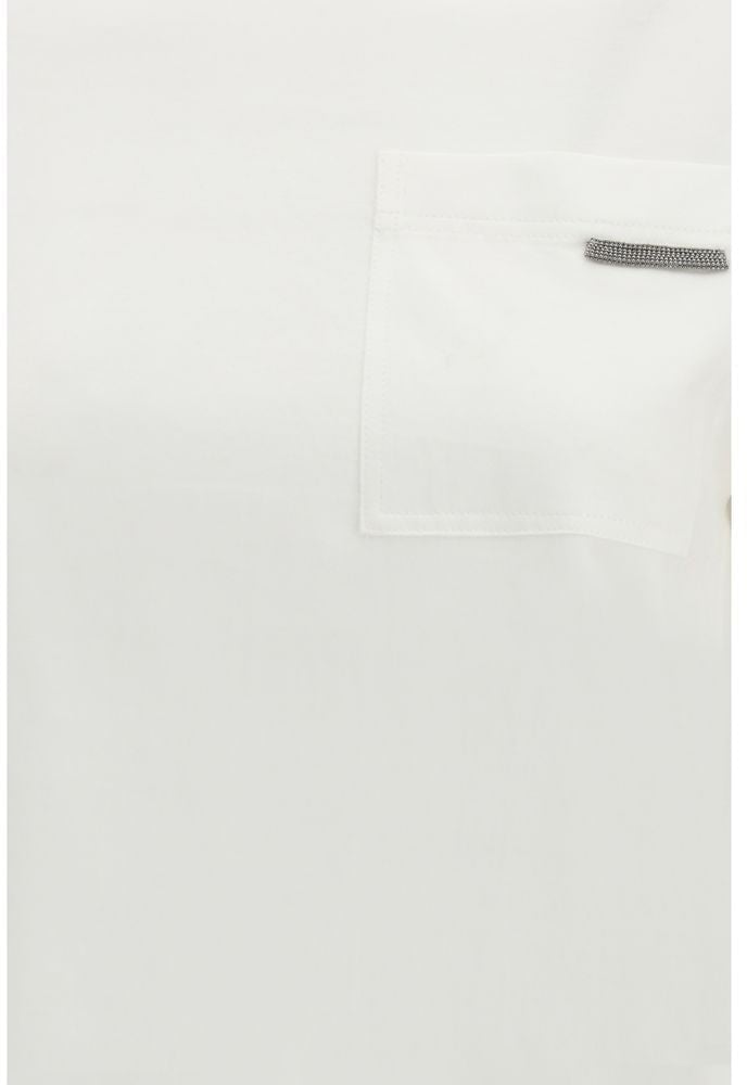 Brunello Cucinelli White Cotton T-Shirt Wit