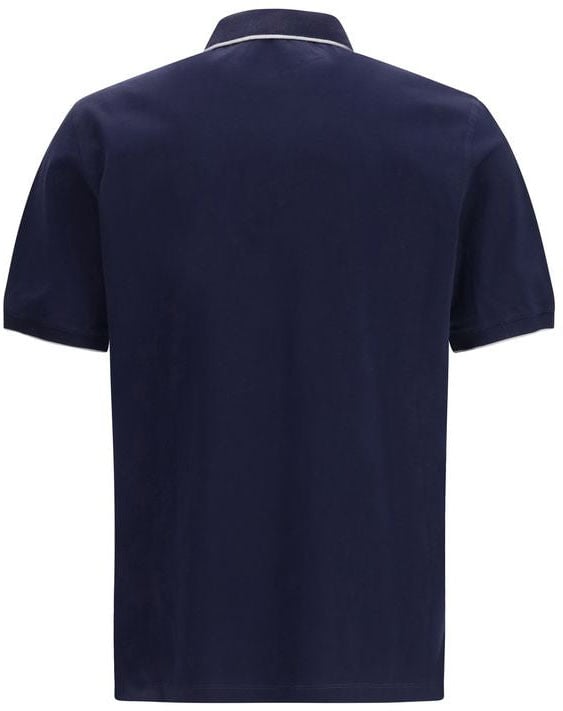 Brunello Cucinelli Blue Cotton Polo Shirt Blauw