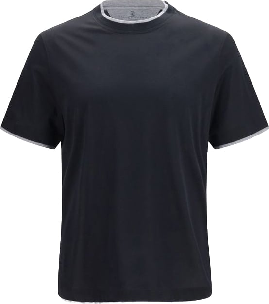Brunello Cucinelli Black Silk T-Shirt Zwart