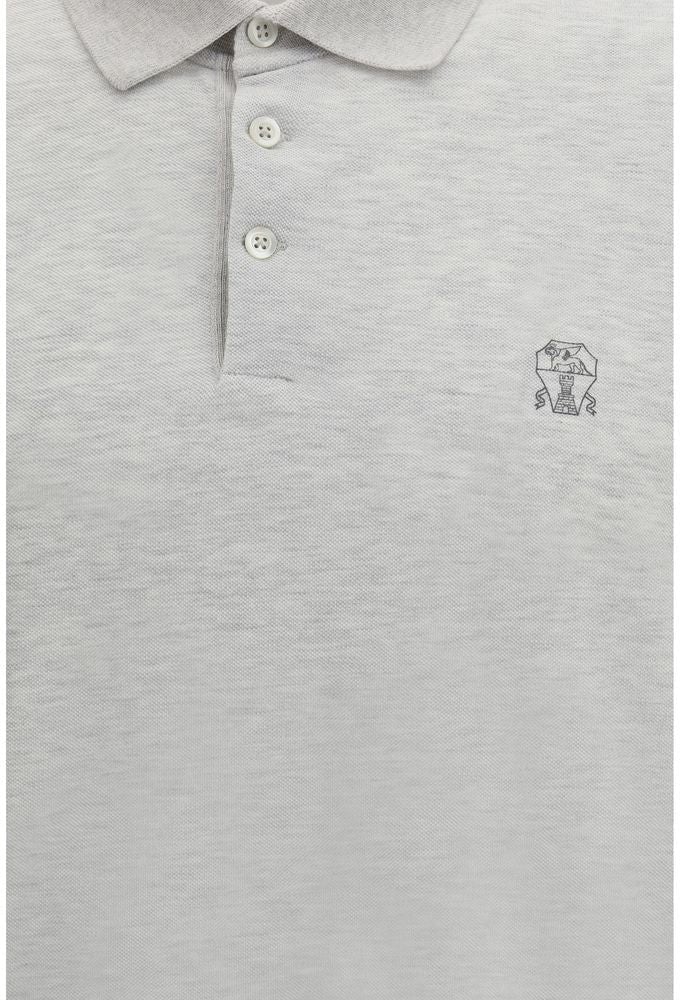 Brunello Cucinelli Gray Cotton Polo Shirt Grijs