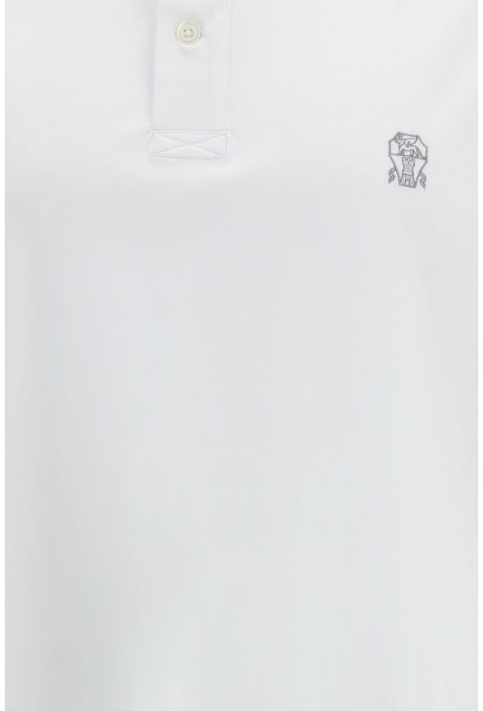 Brunello Cucinelli White Cotton Polo Shirt Wit
