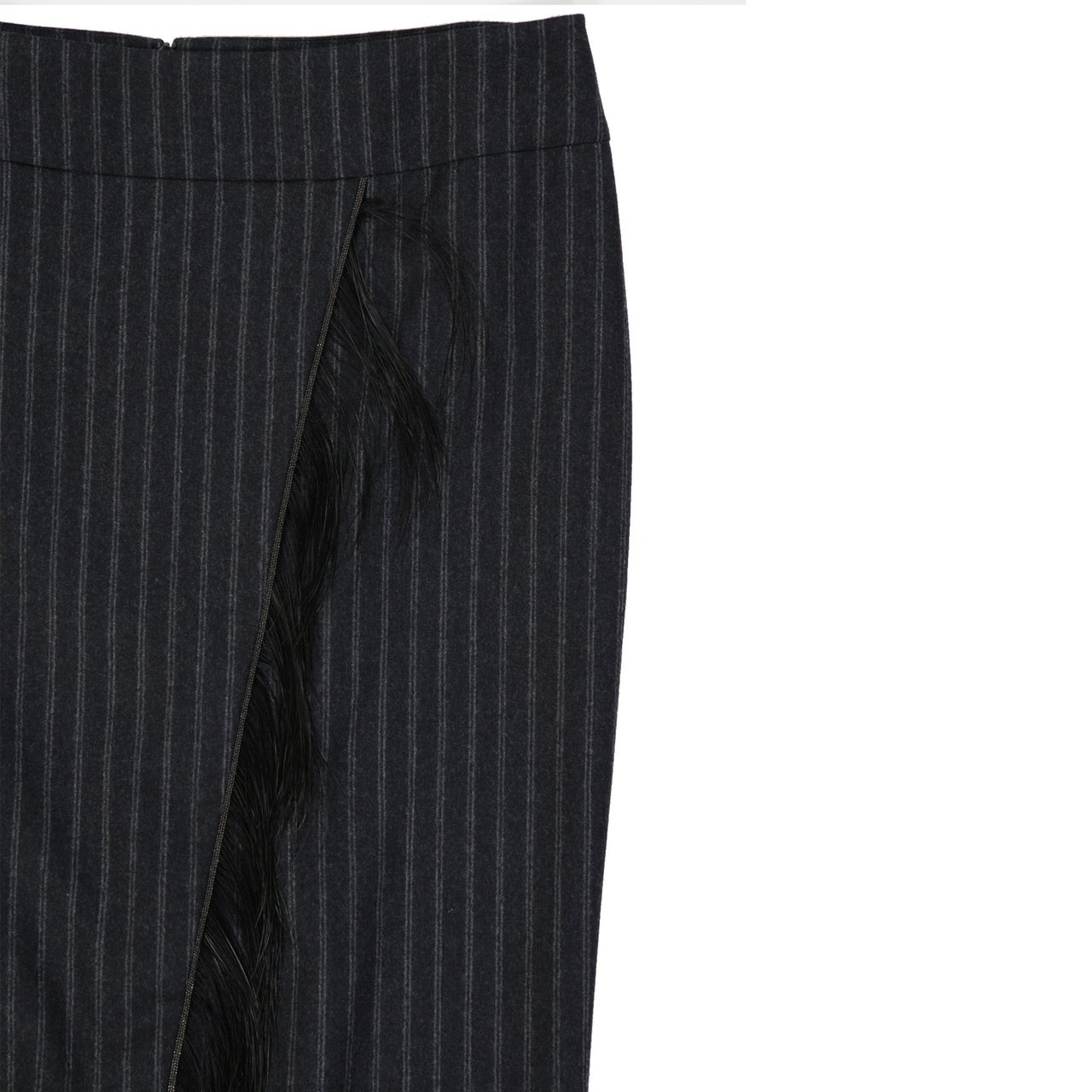 Brunello Cucinelli Brunello Cucinelli Wool Striped Skirt Grijs