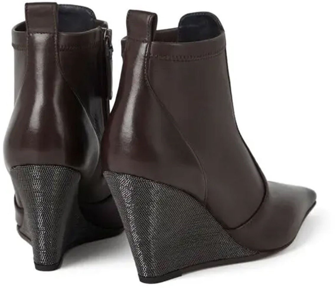 Brunello Cucinelli Monili Wedge Ankle Boots Divers