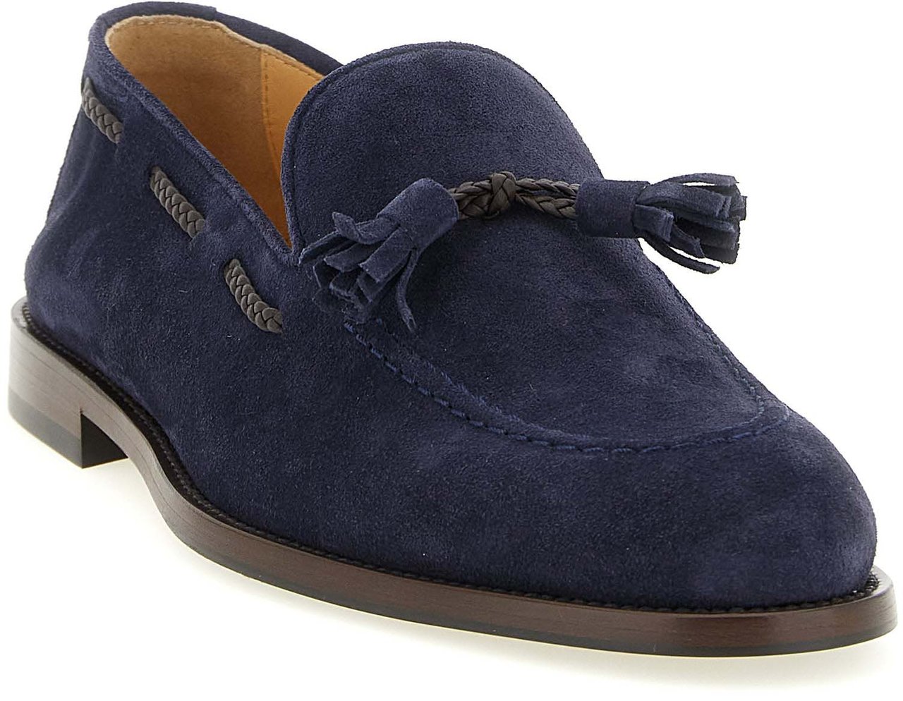 Brunello Cucinelli Blue Calfskin Slip-On Loafers Blauw