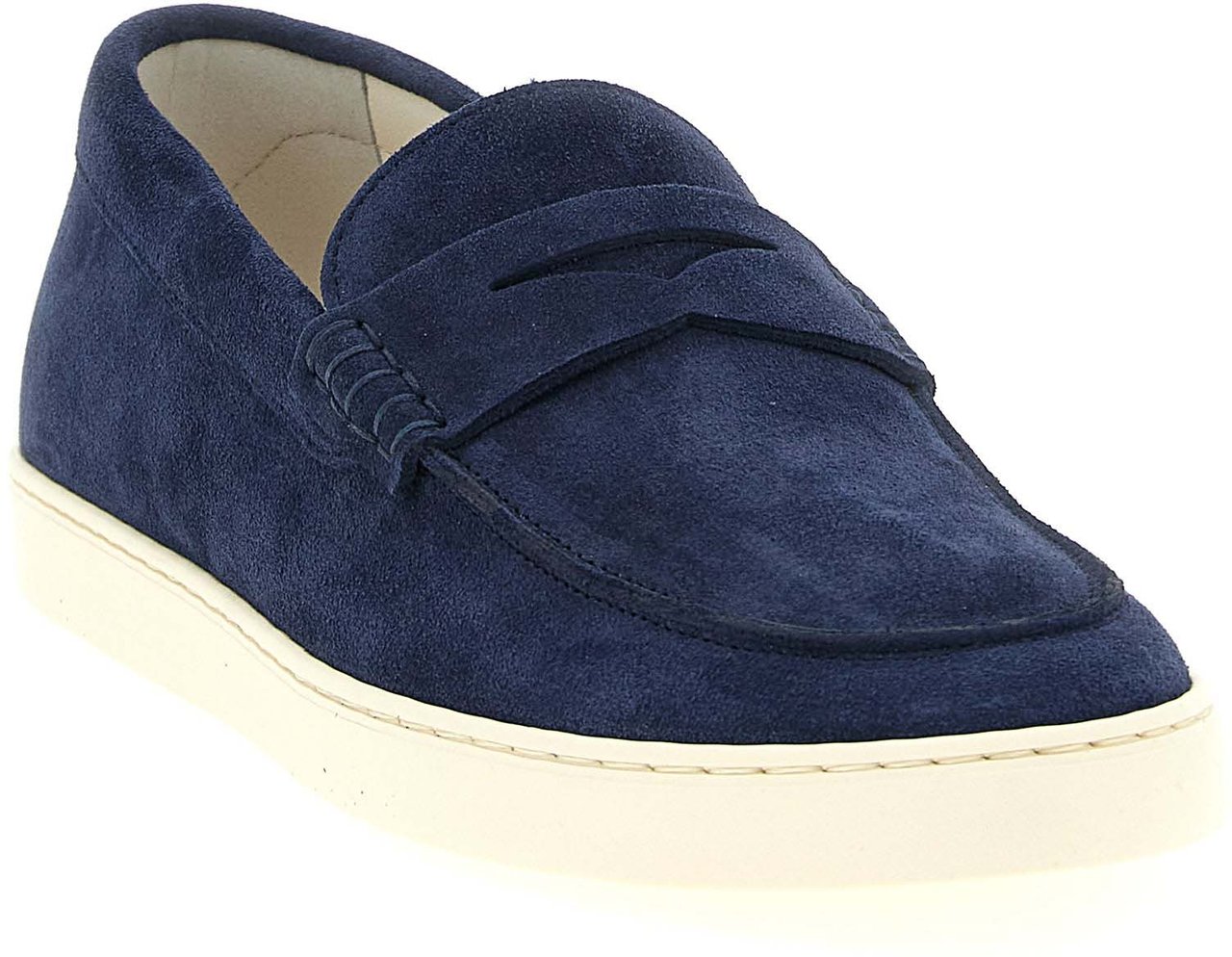 Brunello Cucinelli Blue Calfskin Slip-On Loafers Blauw