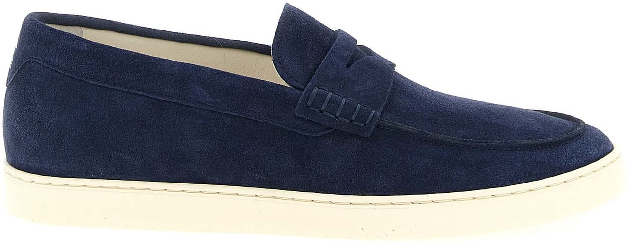 Brunello Cucinelli Blue Calfskin Slip-On Loafers Blauw