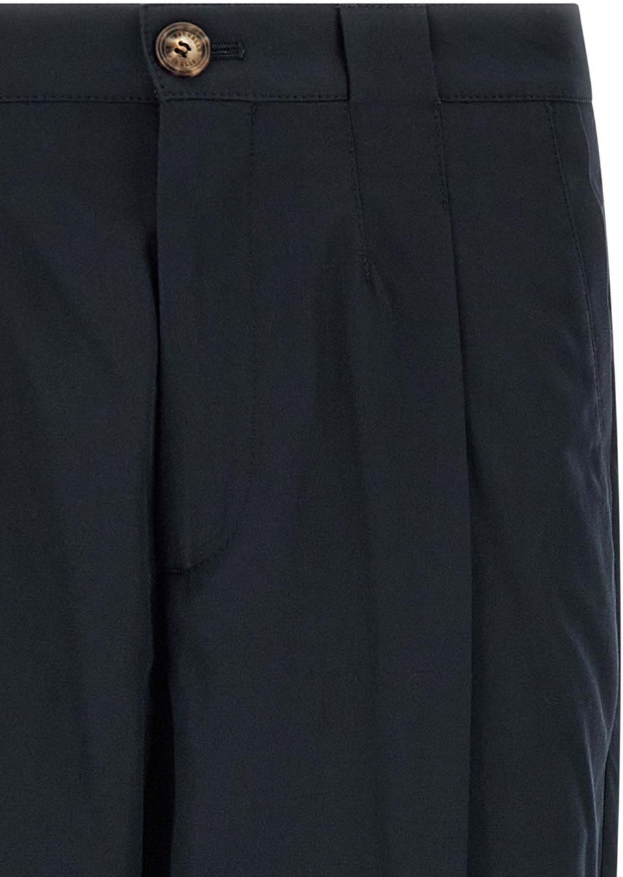 Brunello Cucinelli Blue Cotton Chino Pants Blauw