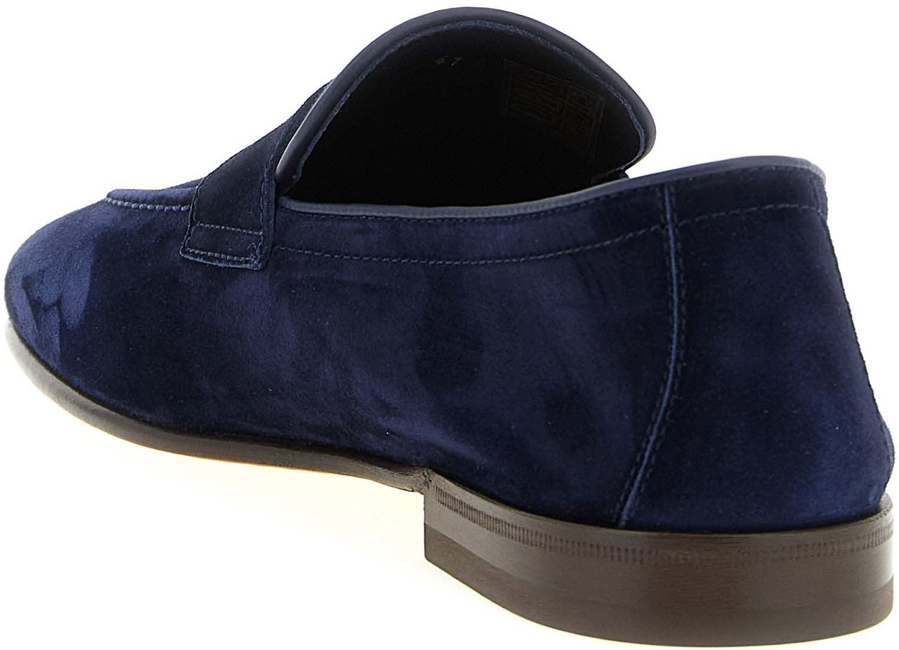 Brunello Cucinelli Blue Calfskin Slip-On Loafers Blauw